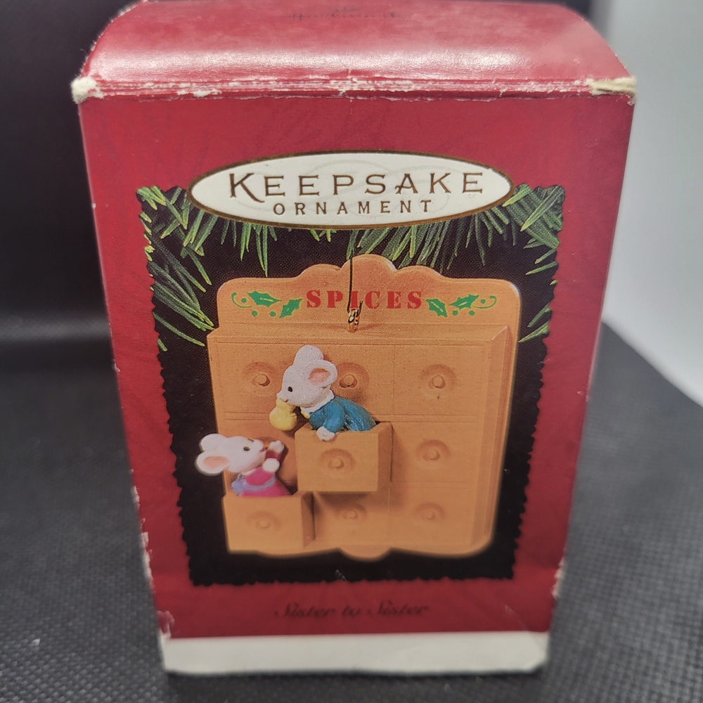 KEEPSAKE the Label Red and Tan Spice Drawer Ornament